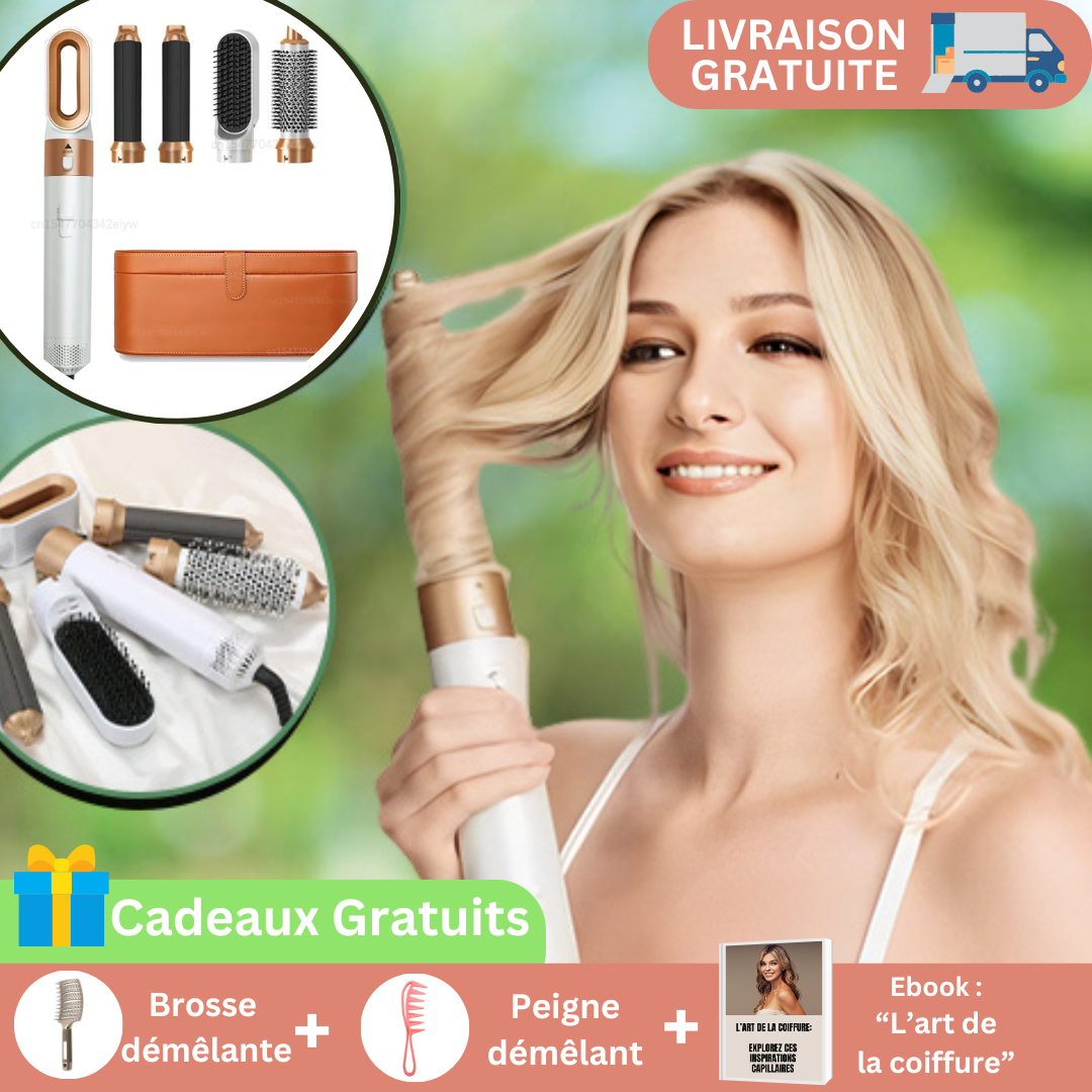 brosse qui seche les cheveux Multifonctionnel - AirGlam 5 en 1™